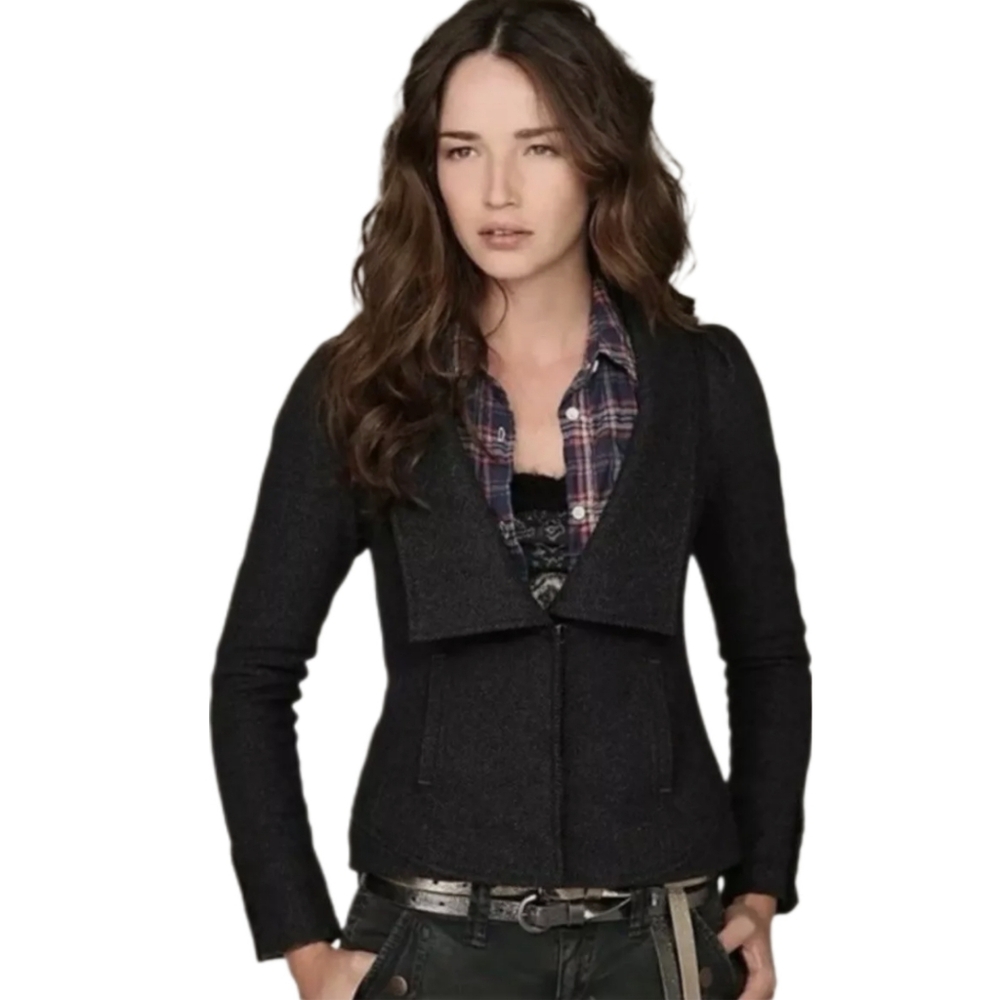 Free People Wool Herringbone Blazer Jacket - Picture 4 of 9